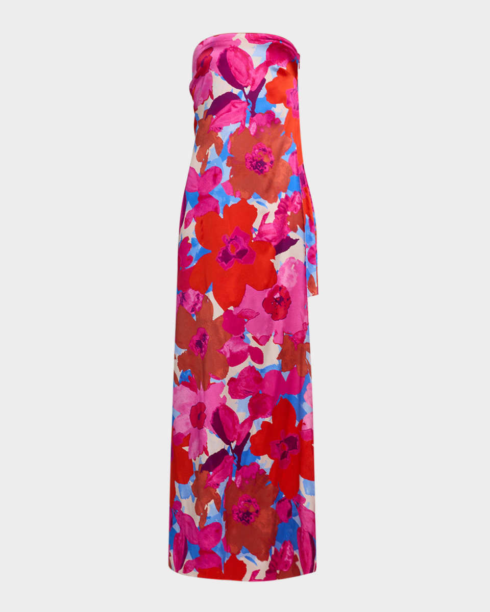 Lyle Strapless Floral-Print Gown